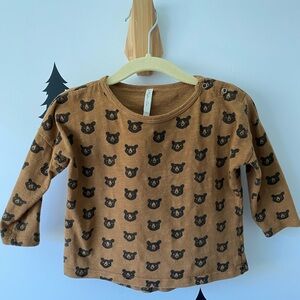 Rylee + Cru Brown Bear Pattern Long Sleeve Tee